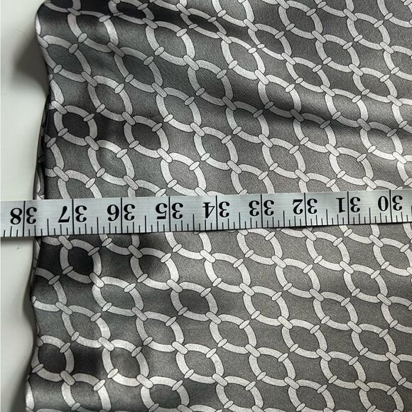 INC International Concepts 100% Silk Gray Print Halter Midi Dress Size 4 - Picture 6 of 7